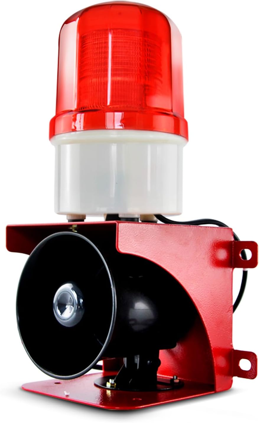 Y DIANS Siren Alarm 110dB Loud Horn IP65 Waterproof Emergency Safety Alarm with Beacon Strobe Light for Indoor/Outdoor Factory,Office,Fires,Tornado DC12V