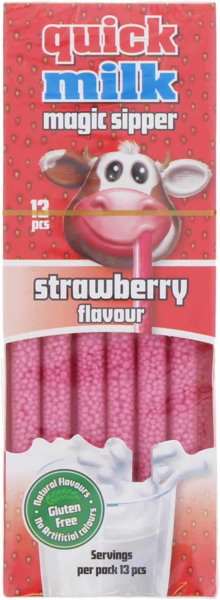 QUICK MILK Magical Sipper 13 Straws - (Strawberry Flavour)