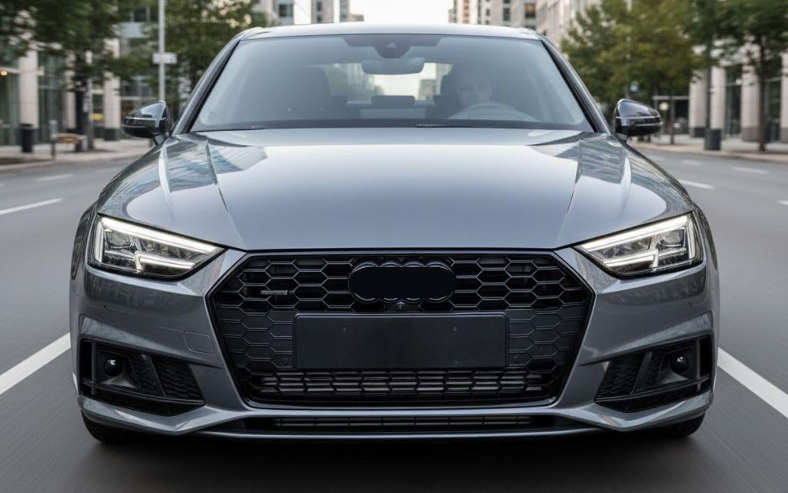 Mptuned Griglia radiatore RS4 stile grill nero lucido compatibile per Audi A4 B9.5 2019-2023 con logo