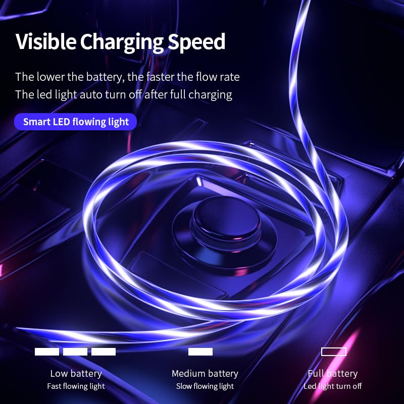 IHAO Multi Connectors Fast Charging Cable 6 Combinations in One Cable USB A/Type C to USB C/Micro USB Cord Lighted Up LED Flowing Compatible with Most of Electric Device-39 Inches Blue - Image 5