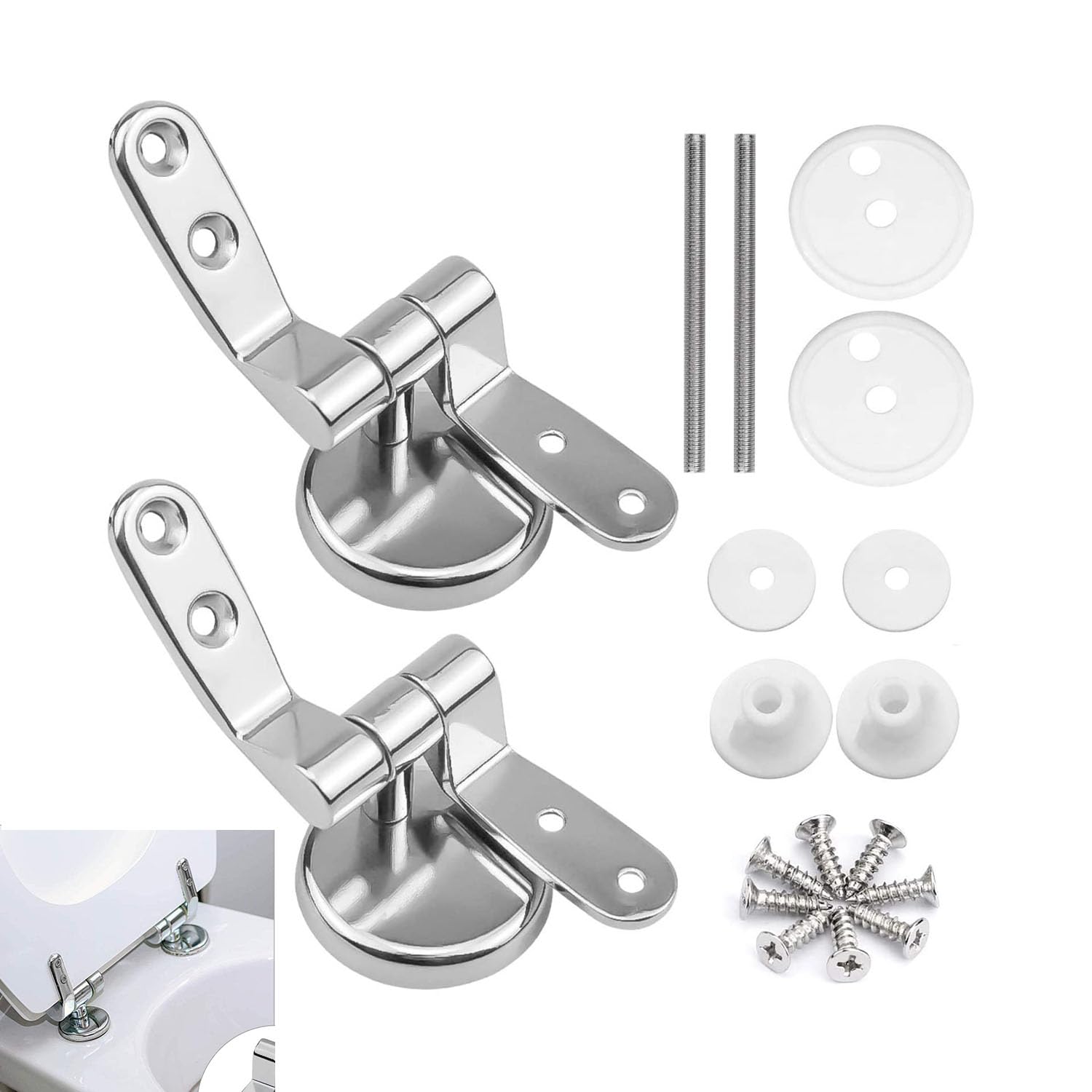 X Spring Toilet Seat Hinge Set - Universal Top Fittings With Screw Mountings for Seats and Lids - 1 Pair