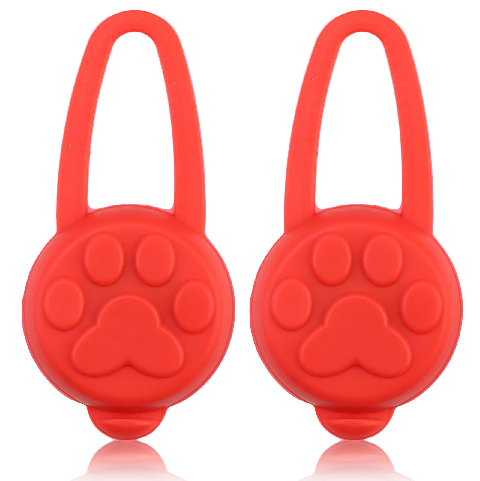 2 Dog Collar Light, LED Waterproof Dog Tag Light Clip-on Silicone Flashing Pet Safety Lights 3 Modes Light Up Dog Collars High Visibility Puppy Collar Harness Light for Night Walking Running, Red