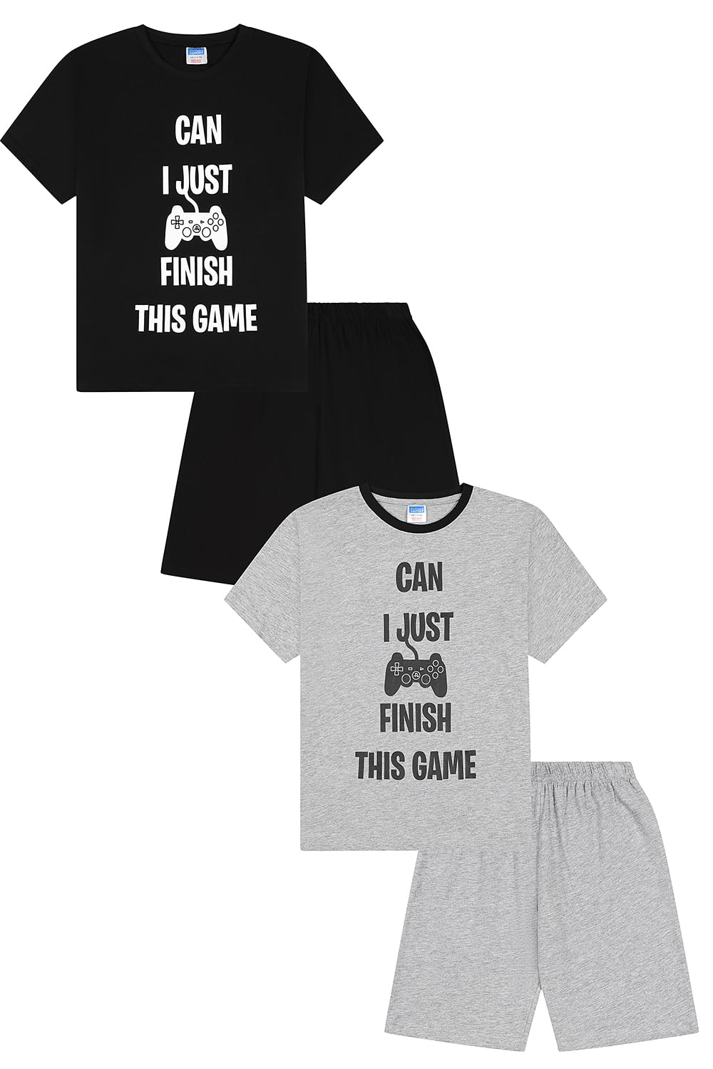 ThePyjamaFactory Can I Just Finish This Game Short Black Grey 2 Pack Boys Pigiama Set PJs For Kids