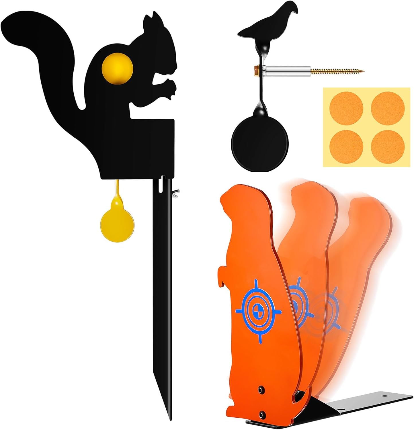 Leyndo 3 Pcs Metal Animal Targets Metal Squirrel Reset Target Outdoors Prairie Popper Pop-Up Steel Target, Bird Slingshot Target for Animal Training Target Rifle Pellet Accessories