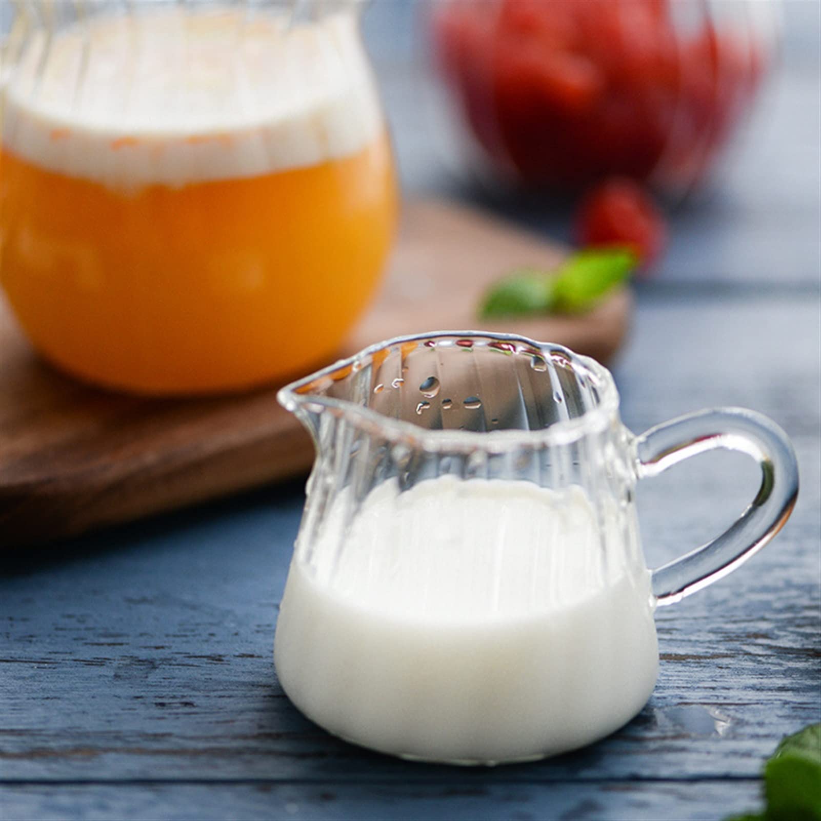Sos łódź pasek szklany dzbanek na mleko odporny na ciepło kubek kawa mleko herbata separator przezroczysty dzbanek do spieniania mleka dzbanek z uchwytem sos łódź (kolor: MILK JUG 120 ml)