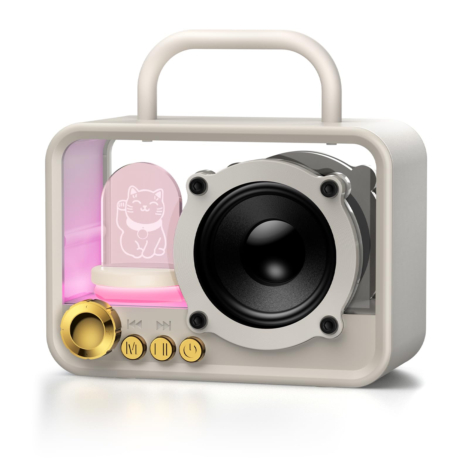 Tragbarer Bluetooth-Lautsprecher mit RGB-Lichtern, Stereo-Sound, druckvoller Bass, Mini-Bluetooth-Lautsprecher, niedlicher Mode-Stil für Küche, Schreibtisch, Schlafzimmer, Büro, Party