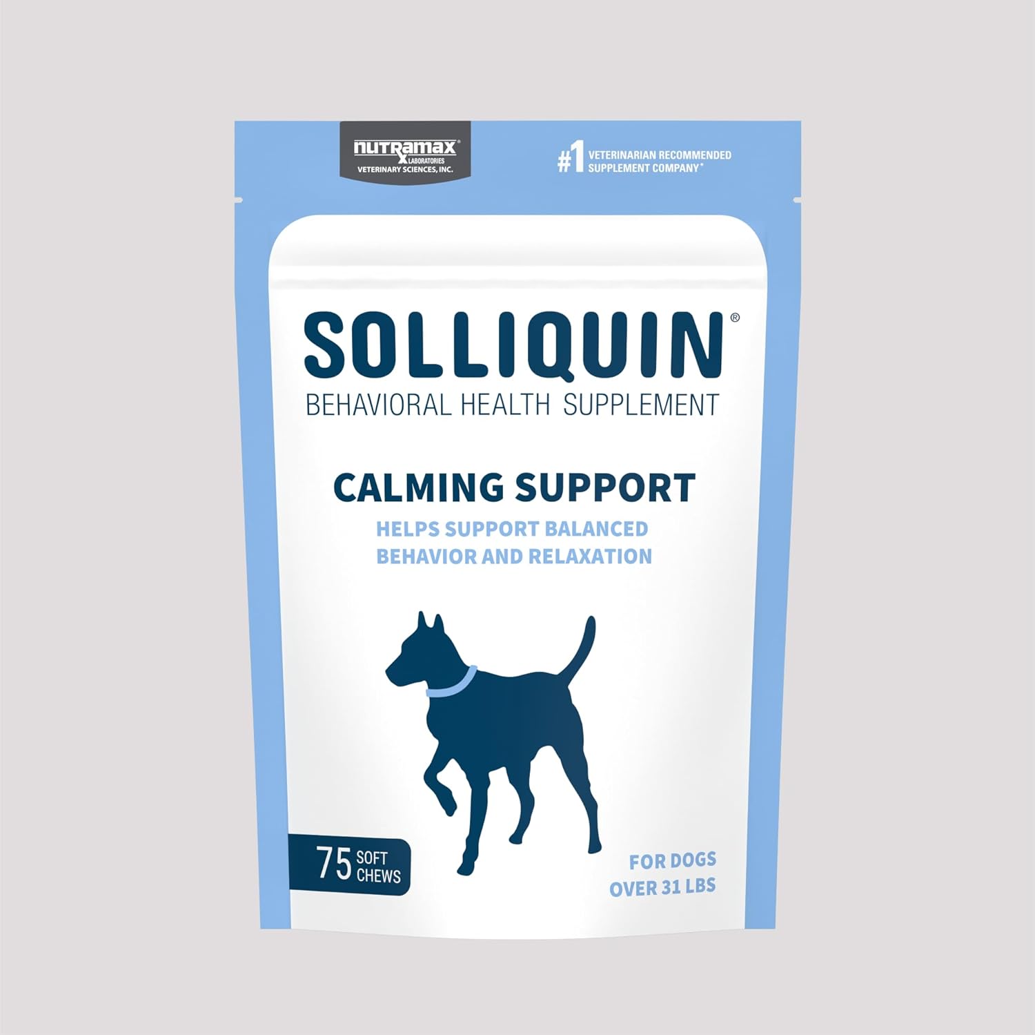 Nutramax Solliquin - Suplemento calmante para la salud conductual para perros grandes, con L-teanina, magnoliafelodendro y concentrado de proteína