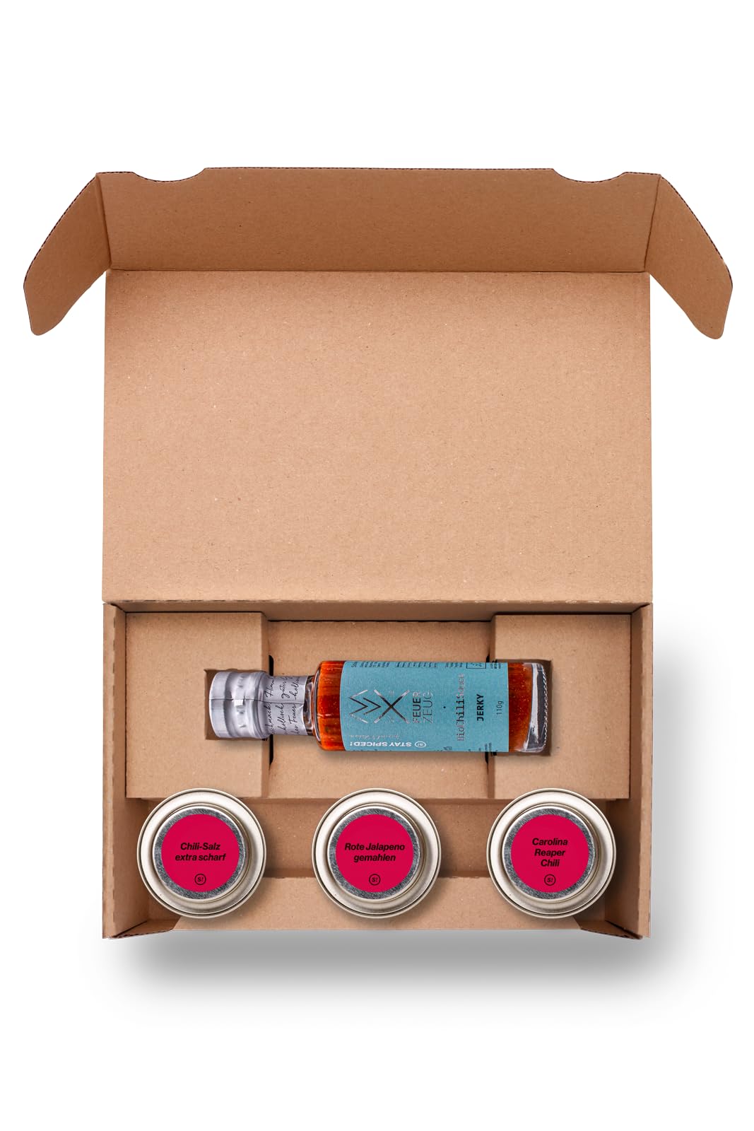 STAY SPICED! Spice It | Premium Geschenkbox mit 3 Chili Gewürzen & Sauce