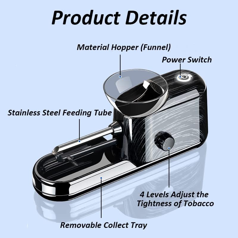 Miniatura 3 de Máquina de laminación de cigarrillos eléctrica Inyector automático Minin Portable Tobacco Roller Maker (tamaño regular de 0.31 pulgadas, líneas