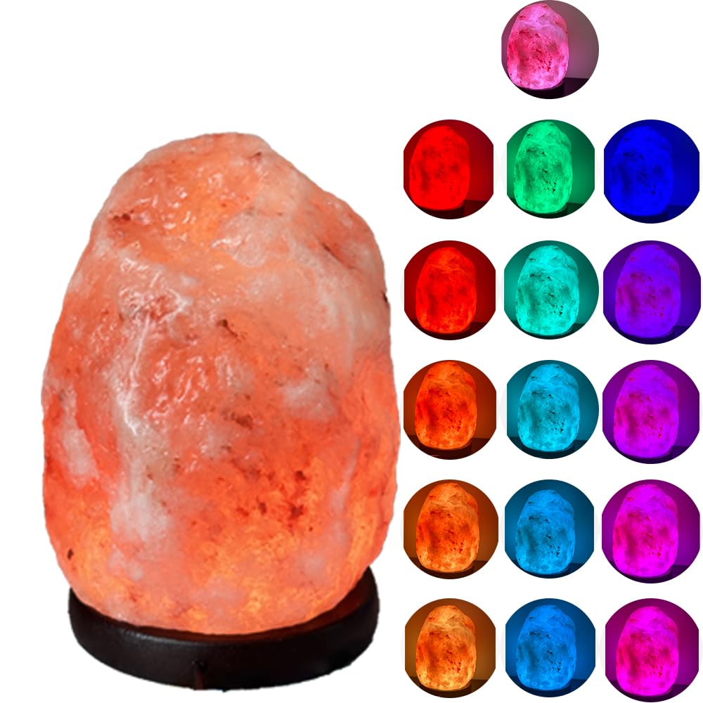 16 Colors Remote Salt Himalayan Salt Lamp Natural Crystal Salt Rock Lamp Hand Carved Night Lights, USB Salt Crystal Lamp Remote Control Salt Lamp for Home Decor and Gift (5.5lb)