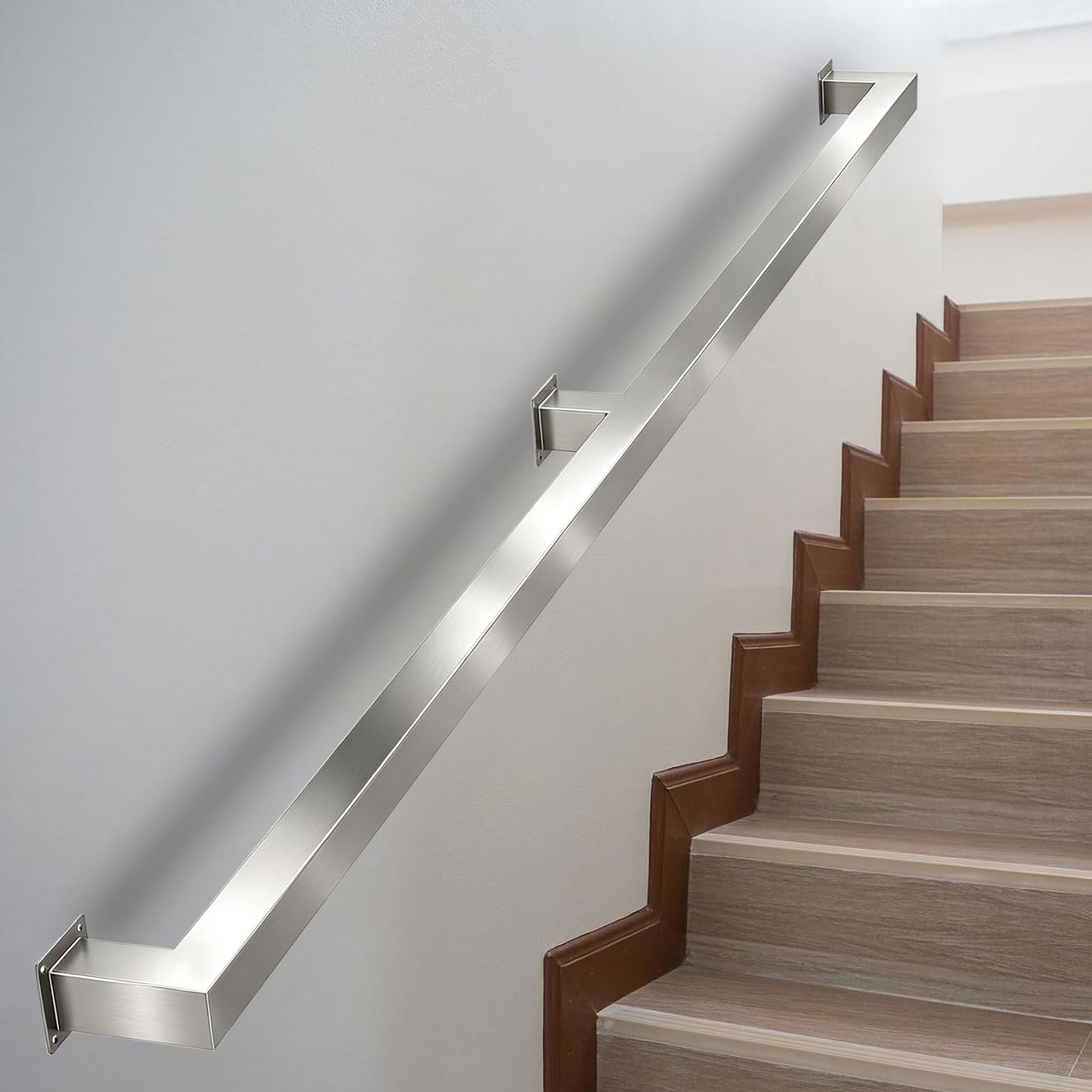 Modern Stainless Steel Stair Handrail Grab Bar, 1m 2m 2.5m 3m 5m Wall Mounted Hand Rail for Stairs Support, Staircase Banister Railing(14ft/420cm)