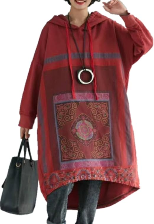 Duberess Women Casual Loose Ethnic Floral Hoodies India-986921