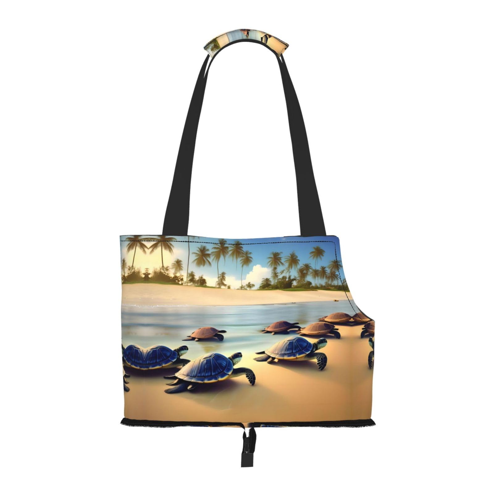Turtles on The Beach Pet Tote Bag - Waterproof and Wear-Resistant Portable Shoulder Bag for Small Dogs and Puppies