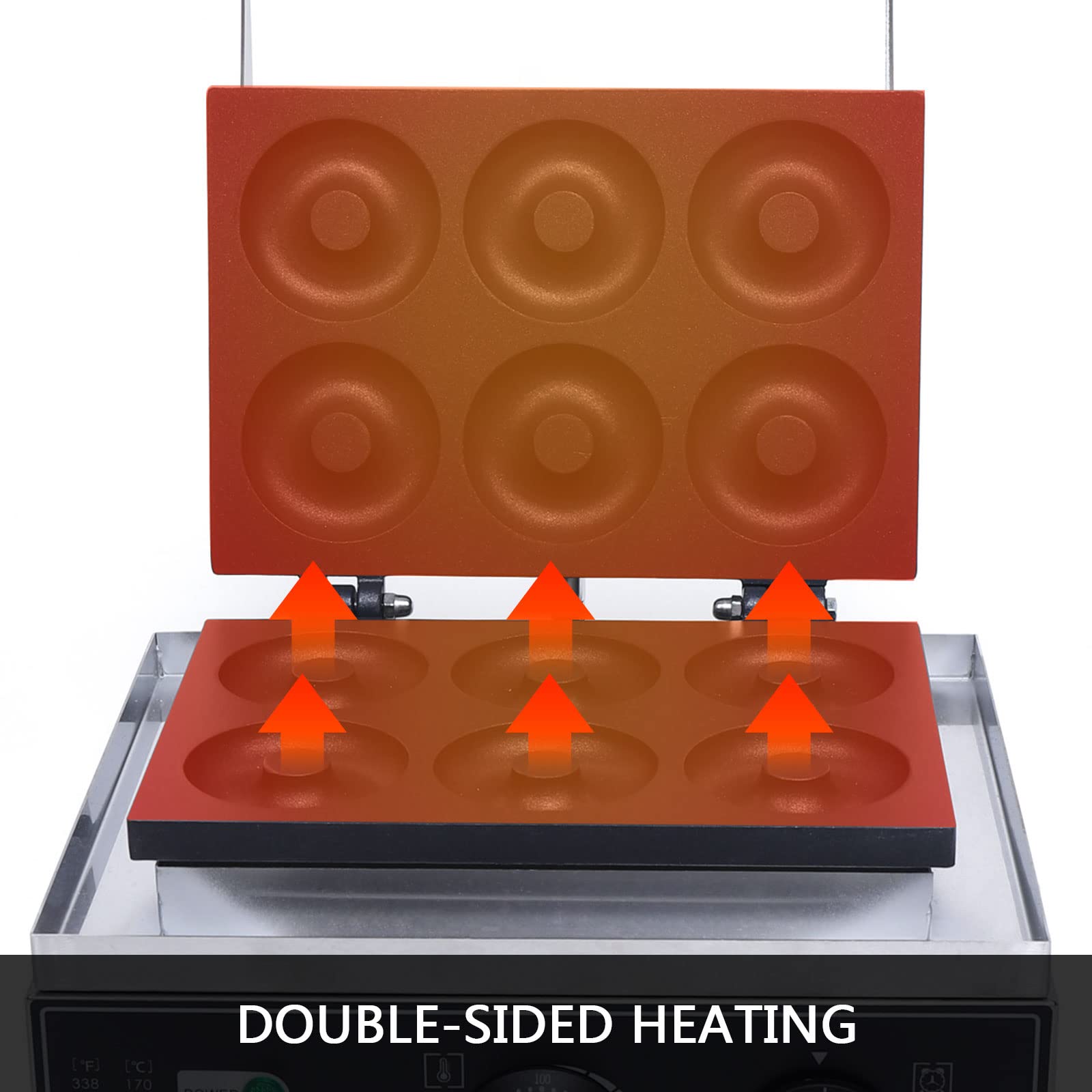 Donut Maker Machine Electric Doughnut Baker Maker Machine 110V Commercial Use Nonstick, Temperature 122-572?,Commercial Waffle for Restaurant and Home Use (6 Holes Donut Maker)