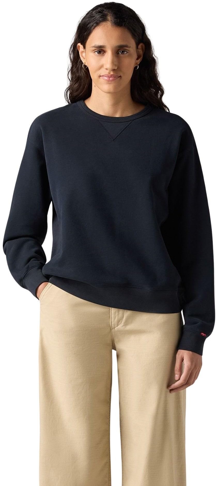 Levi's Women's Anthracite Night - Black Sweatshirt Heritage Crew Neck In Cotton, Standard Fit, Black (Anthracite Night), Xs