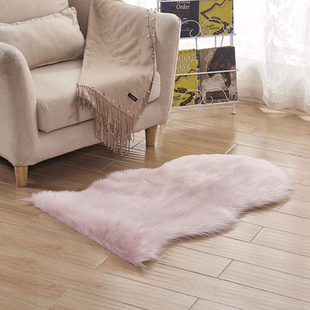 Spitzenqualität Lammfellimitat Teppich, Flauschig Weiche Nachahmung Wolle Teppich Longhair Fell Optik Gemütliches Schaffell Bettvorleger Sofa Matte Pink 60 * 200cm