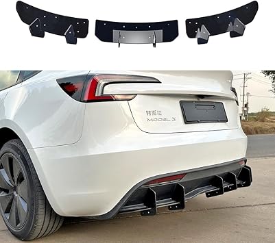 Rear Diffuser Lip for Tesla Model 3 2024+ Facelift, ABS Gloss Black Rear Lower Lip Valance Splitter
