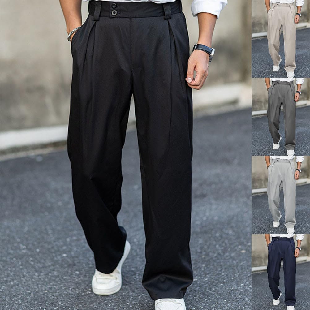 Pantalones Chino Hombre Casuales Primavera Verano Anchos Elásticos Largo Trabajo