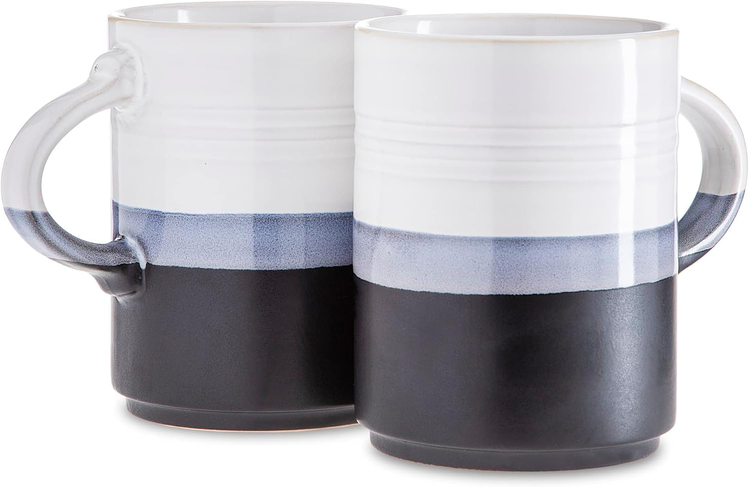 Coffee Mugs Set of 2-18Oz Microwave & Dishwasher Safe Unique Style Ombre Printed Coffee Mug - Durable Stoneware Coffee Cups for Tea, Latte & Hot Chocolate (Black)