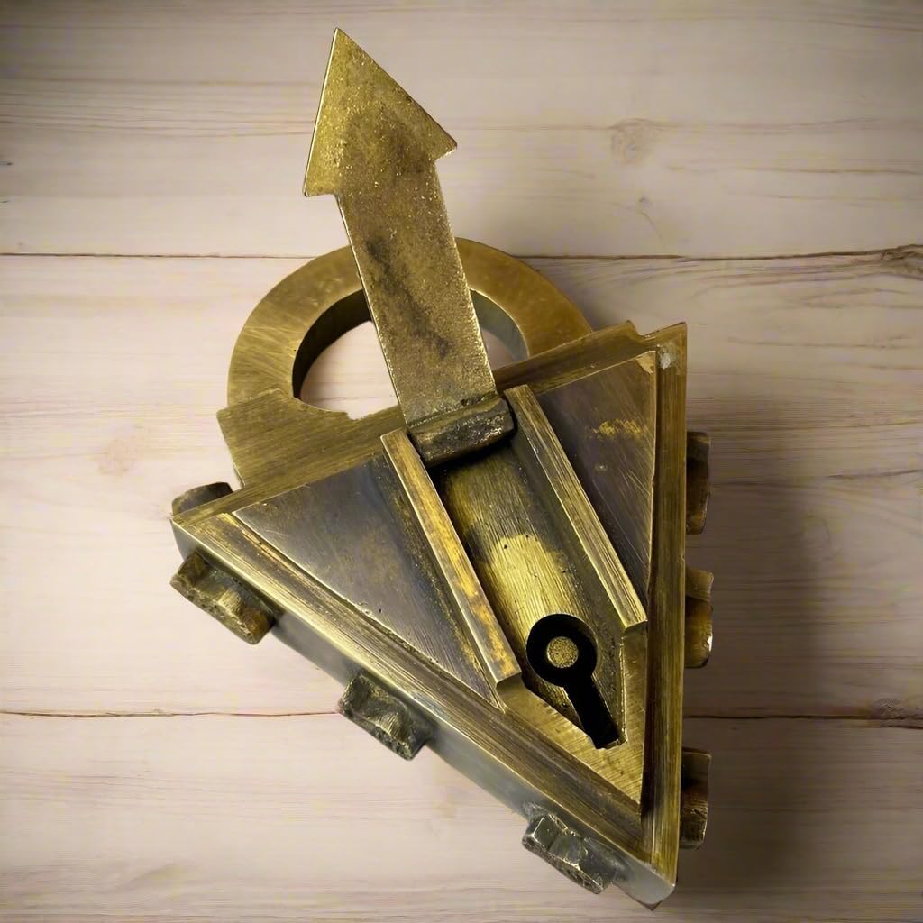 Medieval Dungeon Lock Solid Brass Triangle Padlock with Antique Finish (4.25" x 3.25")