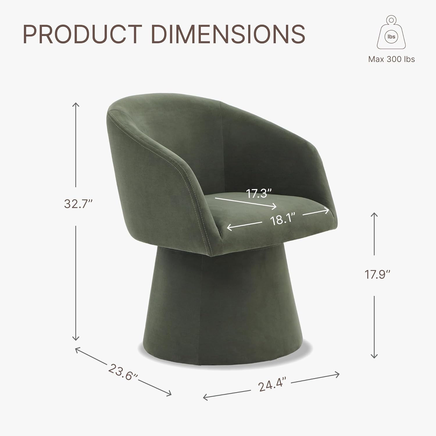 KISLOT Swivel Dining Chairs Modern Accent Armchair Side Deskchair for Diningroom Vanity Bedroom Livingroom Reading Room,Green,1 Box