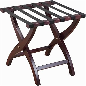 Luggage Rack - Suitcase Stand, Double Layer Luggage Rack, Solid Wood Hotel Suite Suitcase Rack, Folding Shoe Rack with Nylon Straps, Luggage Storage Rack for Home