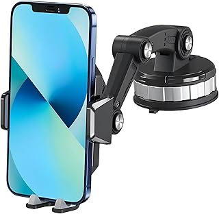 حامل موبايل ذكي للسيارة، حامل مغناطيسي قابل للتعديل مع كوب شفط قوي، متوافق مع زجاج مقدمة السيارة ومواقع وحدة التحكم من أجل التنقل الآمن