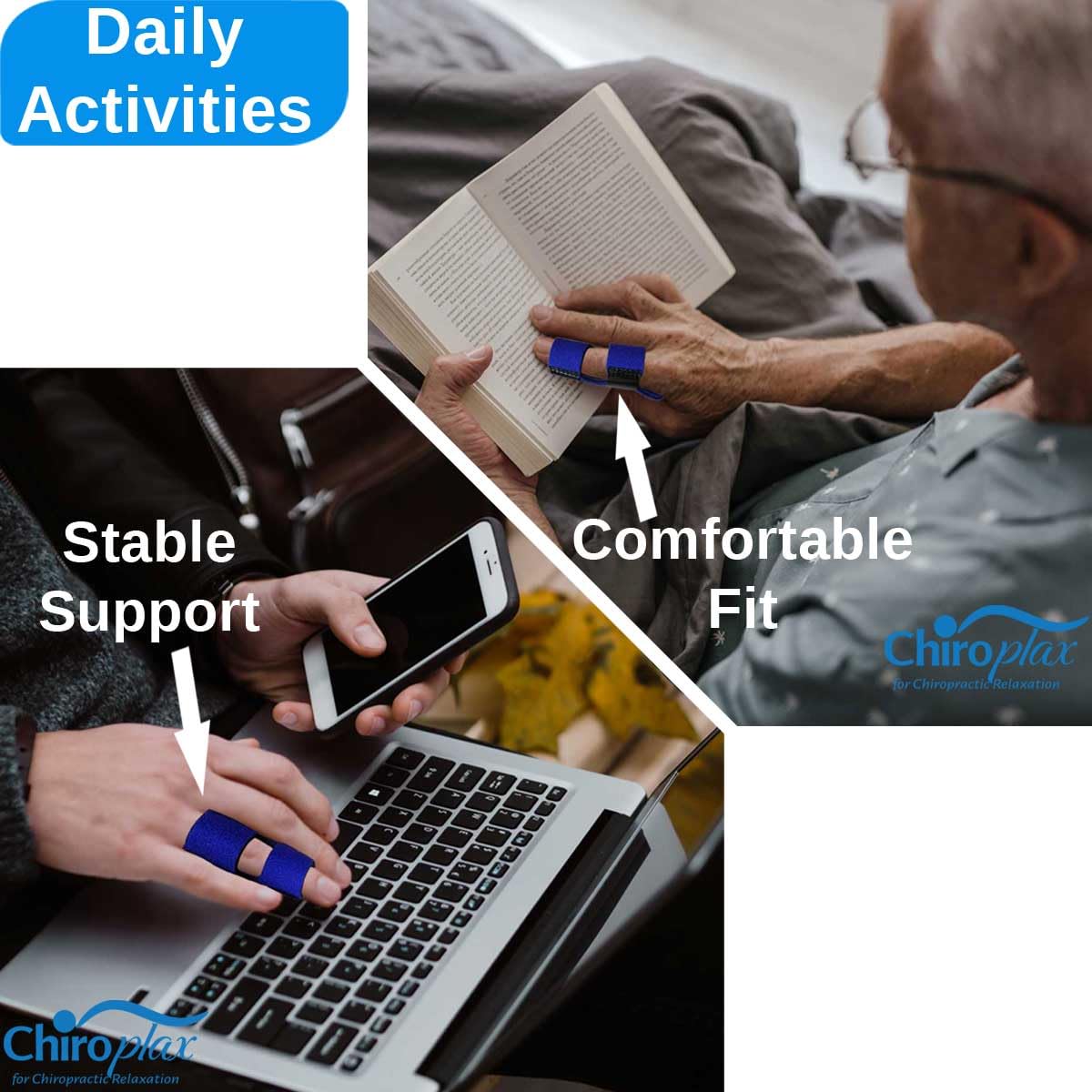 Chiroplax Trigger Finger Splints Wraps Support Brace Broken Sprained Finger Protector Straightener Arthritis Injury Relief (2 Pack)