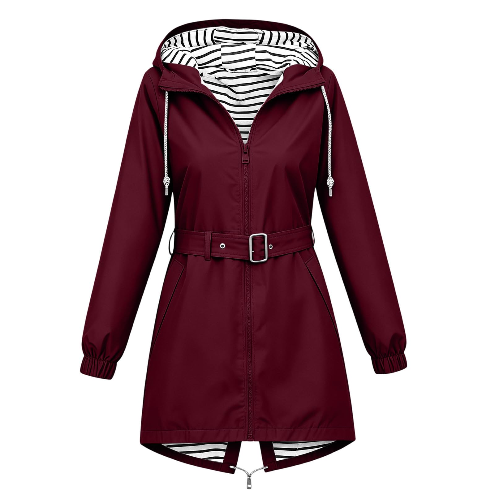 Générique Veste Imperméable Femme,Ciré Veste À Capuche Légère Coupe-Vent Respirant,Manteau De Pluie Mi-Saison Fermeture Éclair Chic Et Élégant,Blouson De Plein Air Randonnée Quotidien Voyages
