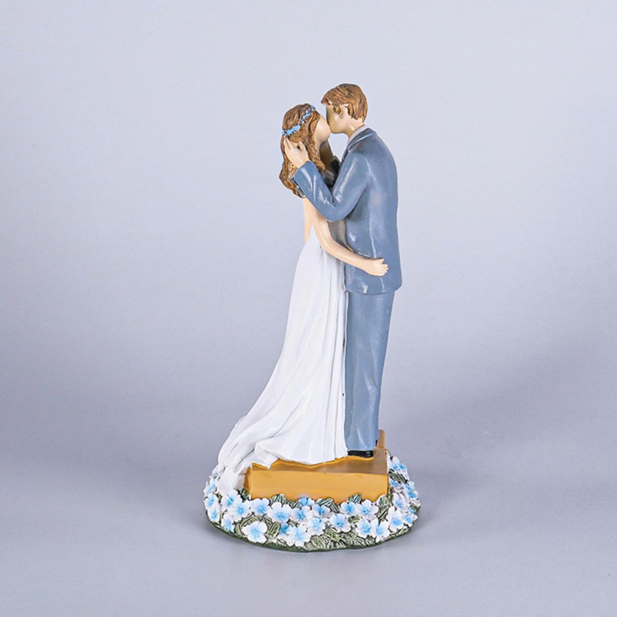 Garneck Statuetta Matrimonio in Resina Blu Sposi che Si Baciano