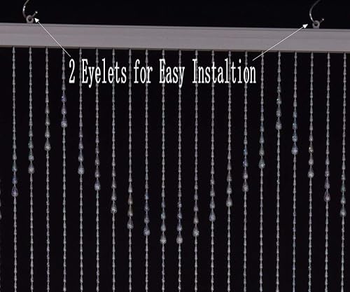 Miniatura 4 de 3 FT X 6 FT Raindrops Faux Crystal Beaded Curtain Door String Curtain Wall Panel Window Room Divider Blind for Wedding Coffee House Restaurant Parts