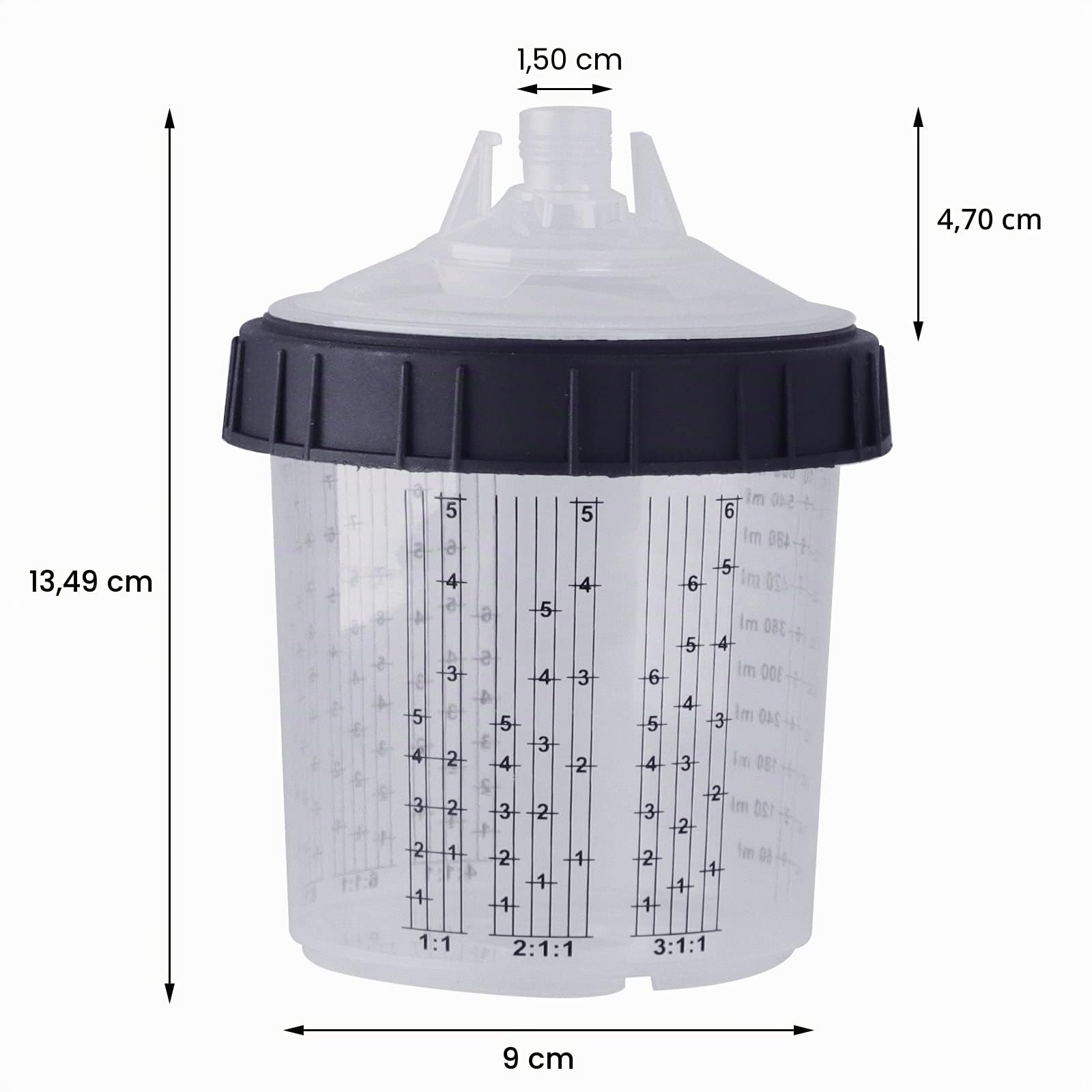 Coppa Miscelatrice per Vernice Monouso per Pistola Vernice Automobilistica, Pistola a Spruzzo per Vernice HVLP 20 Once (600 ml) con Sistema di 50 Tazze e Coperchi