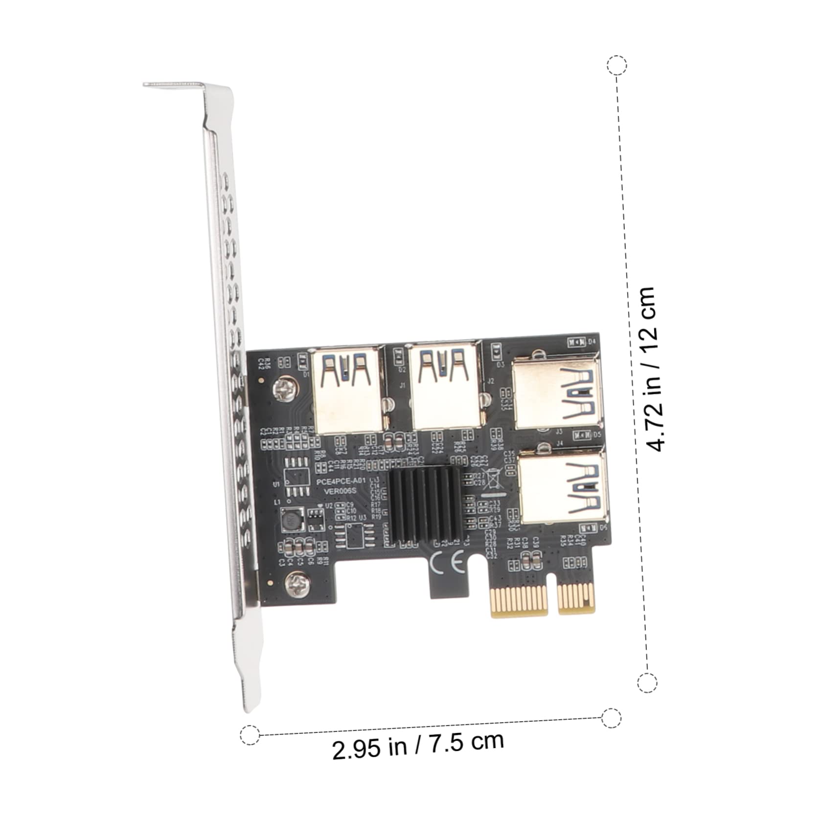 SEWACC Pci-e to USB Expansion Card 1-to-4 Converter High Speed Low Interference Ideal for Mining