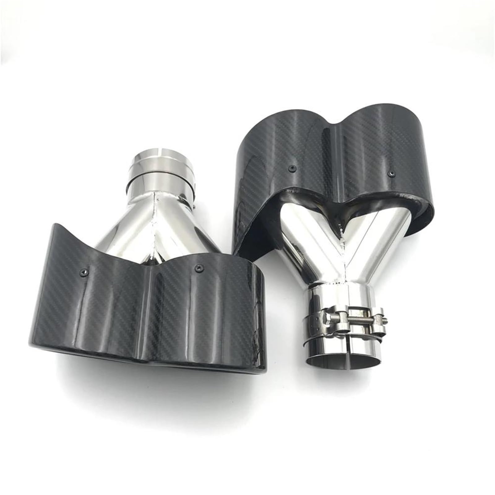 1 Paio di Terminali di Scarico Doppi in Acciaio Inossidabile Lucido Terminali di Scarico Universali Modello Y Silenziatori per Auto. Terminale di Scarico per Auto(ID 73mm-OD 180mm)