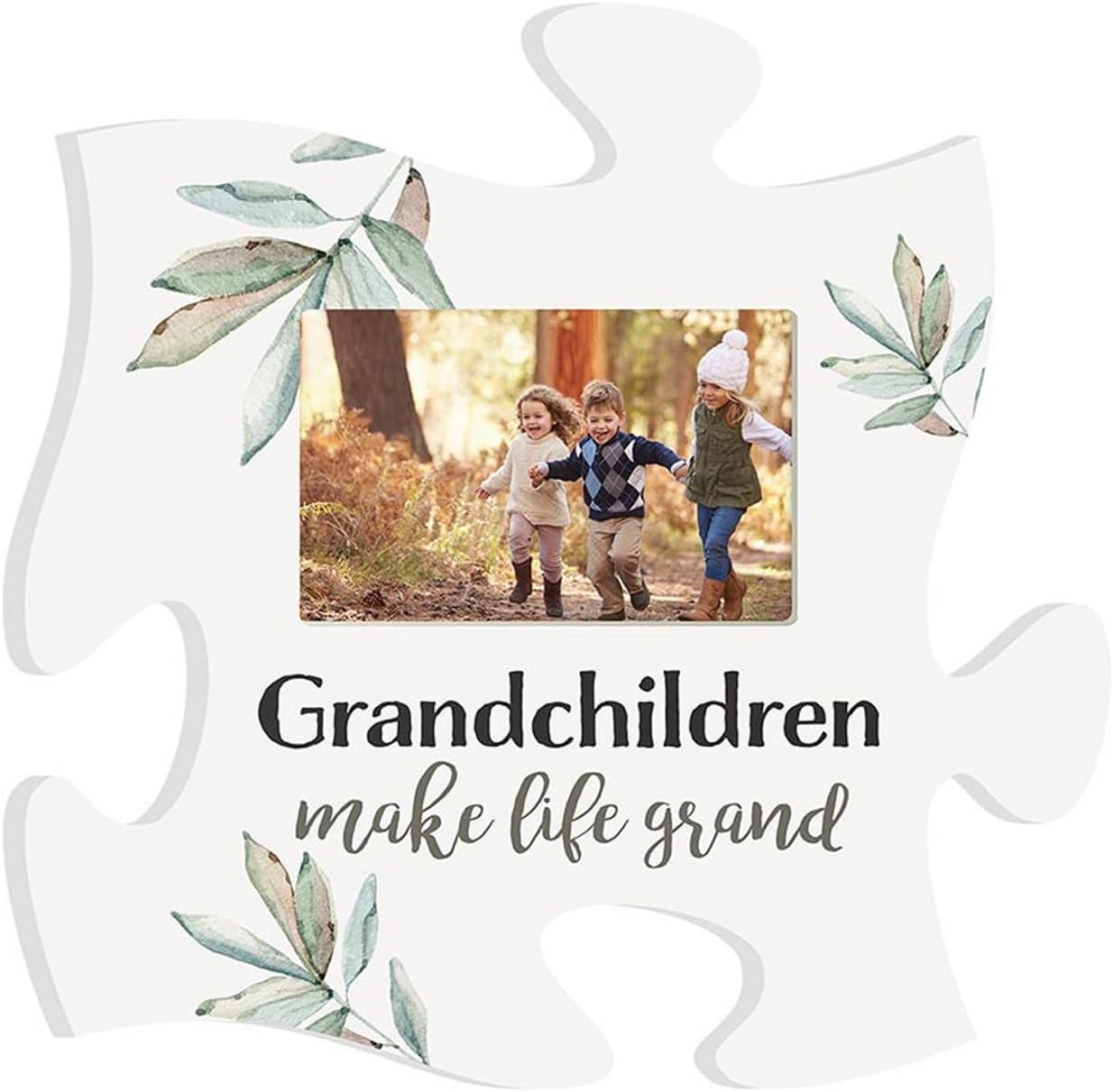 P. Graham Dunn Grandchildren Make Life Grand White 12 x 12 Wood Puzzle Photo Frame Wall Plaque