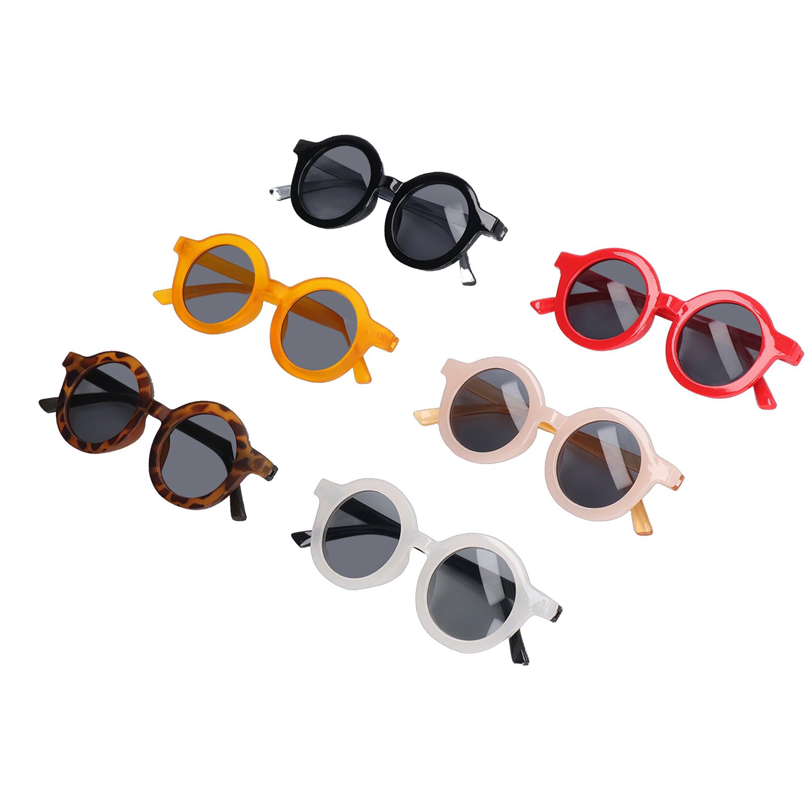 RIZGHWOY Gafas de Sol Redondas y Coloridas para Niños en un Juego de 6, Gafas de Sol Ligeras con Protección UV, Ideales para Uso en Exteriores