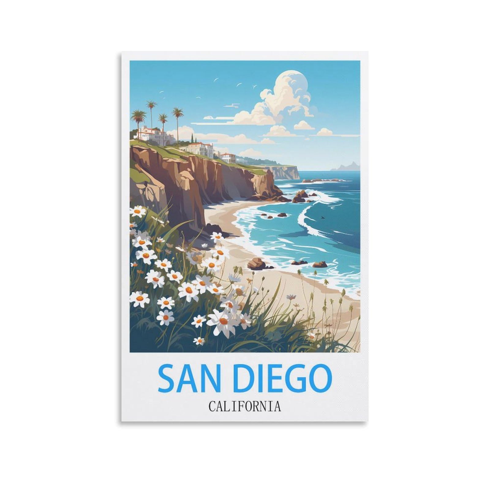 EZMLFA Diamond Art Kits Adults,San Diego California,5D Dimond Picture, Crystal Gem Art Crafts for Boys Girls, DIY Mosaic Creations Set for Home Decor 50x60cm