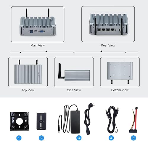 Miniatura 5 de Aparato de cortafuegos, Mini PC 2.5Gbe 6 Lan Puerto, Micro Router PC, i225 NIC, Celeron J4125, 8GB DDR4 RAM 128GB SSD, HD-MI, RS232 COM, Wifi,