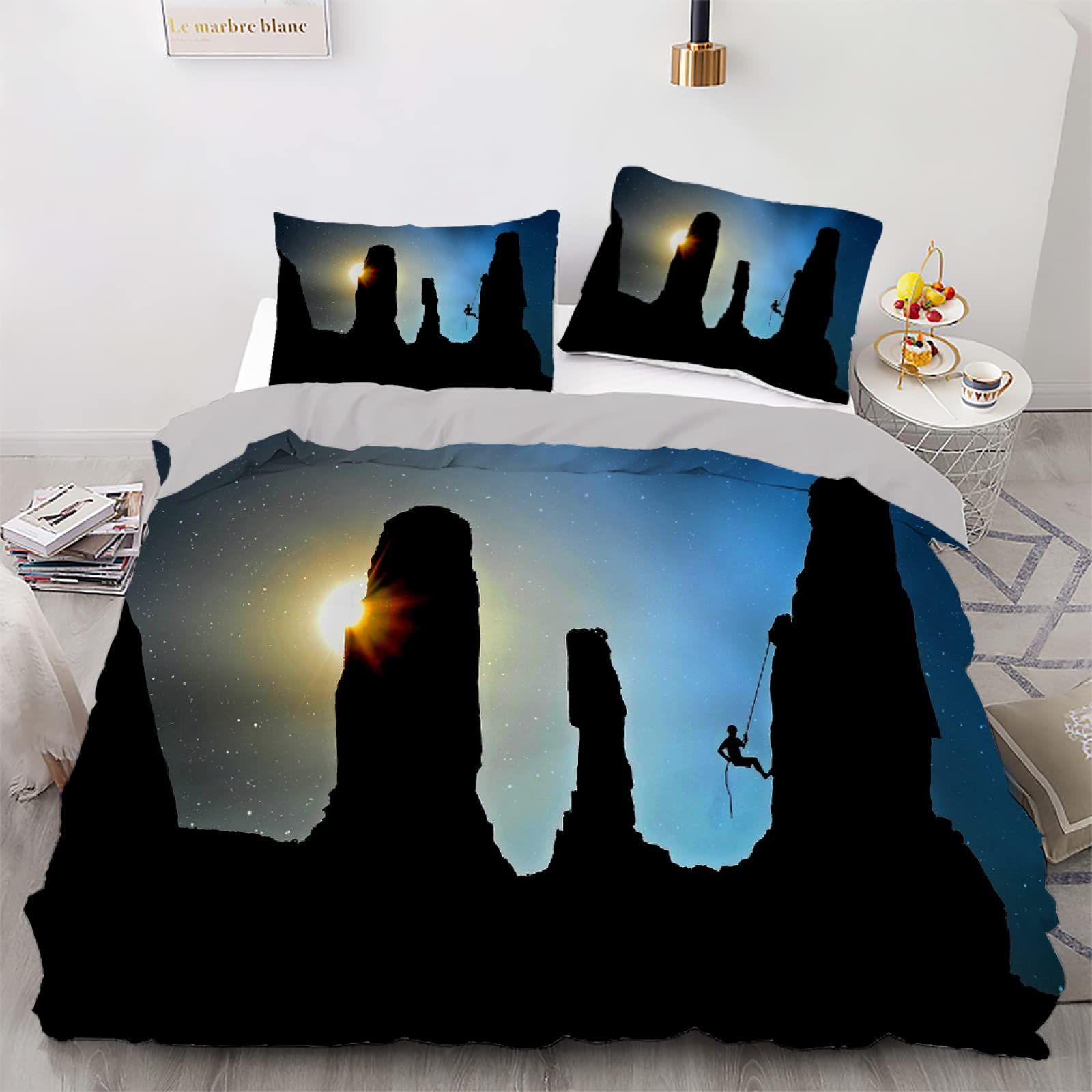Housse de couette 160x200 noire style chalet pour chambre d'ado fille ou garçon