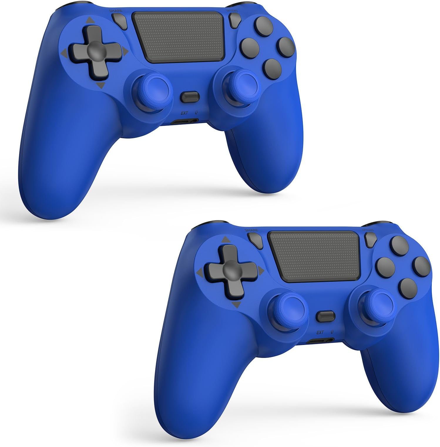 SHINXIN 2 Pack Wireless Controller Compatible with PS4/Slim/Pro/PC with Dual Vibration/3.5mm Audio/Type-C Port and 2 pcs Type-C Cable (Blue + Blue)