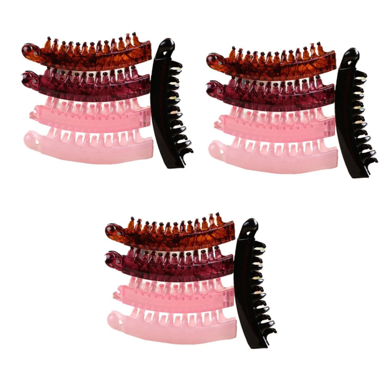 POPETPOP 15piezas Pinzas De Plátano Para Cabello Clips De De Caballo y Fishtail Negro Café Oscuro Rosa Accesorios De Pelo Para Mujeres y Niñas