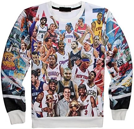 Neal LINK Men's 3D Print NBA Sports Player Jacket Sportswear Sweatshirt （White）