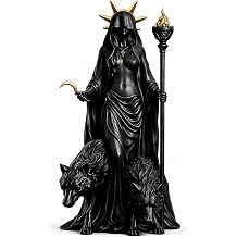 Hecate Goddess Statue,Twin Wolves Resin Figurine, 6.3in Tall Decor