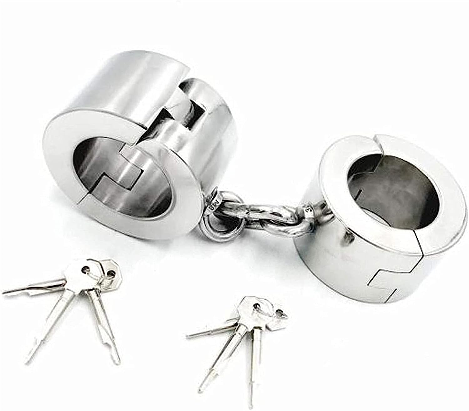 Edelstahl 6 cm hoch Erotik Bondage Handschellen, Super Heavy Metal Runde Handschellen Sex mit Schlüssel, Zurückhaltung Flirten Sklave Fetisch Handgelenk Sexspielzeug für Paare ( Color : Male 6 Cm )