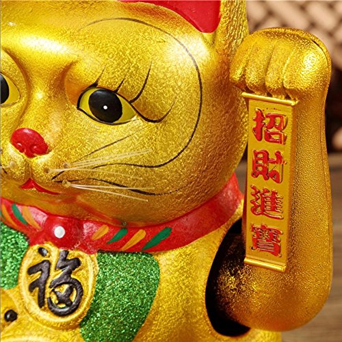 9" Waving Lucky Fortune Cat Maneki Neko Japanese Porcelain Lucky Cat H21Cm #TOP1