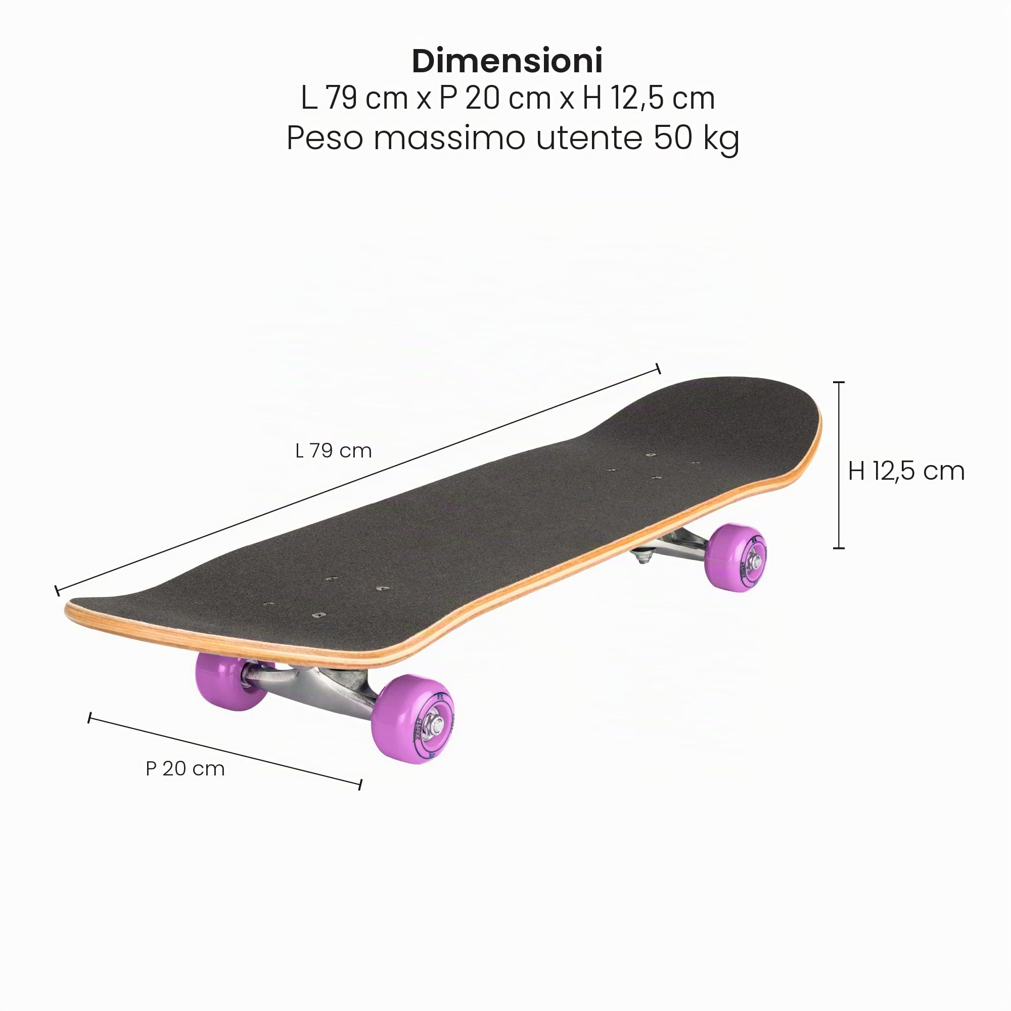 Xootz 31” x 8” Complete Skateboard for Beginners, 9 Ply Maple Deck, Double Kick Standard Board, for Boys and Girls, Multiple Colours