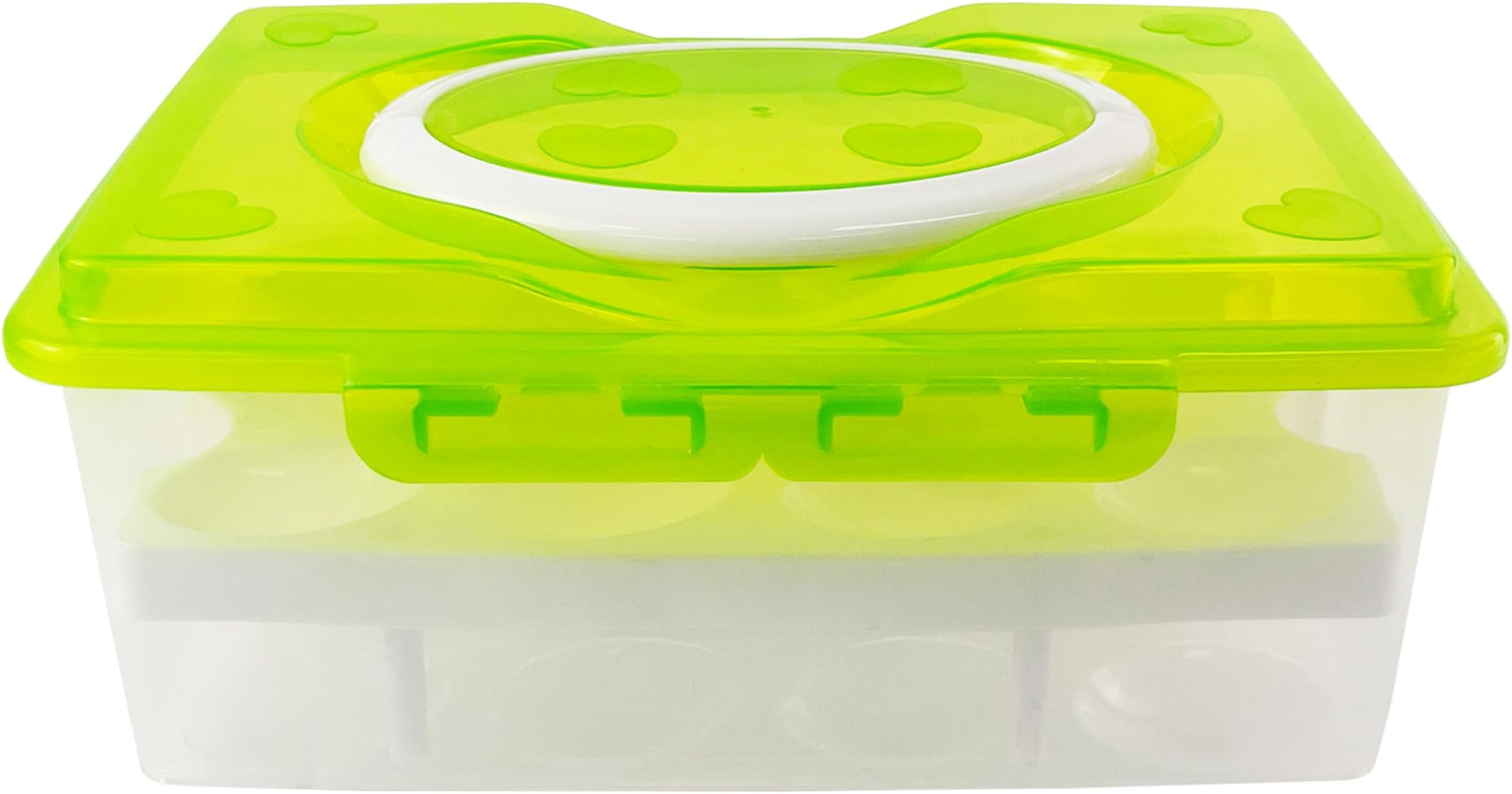 Ortable Large Capacity Double-layers Egg Storage Container Holds 24 Eggs Shatter-proof Non-slip Eggs Holder with Handle (Green)