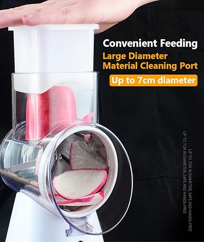 Miniatura 6 de Rallador giratorio de queso para verduras, rallador de cocina con 3 cuchillas de tambor y patata con fuerte base de succión