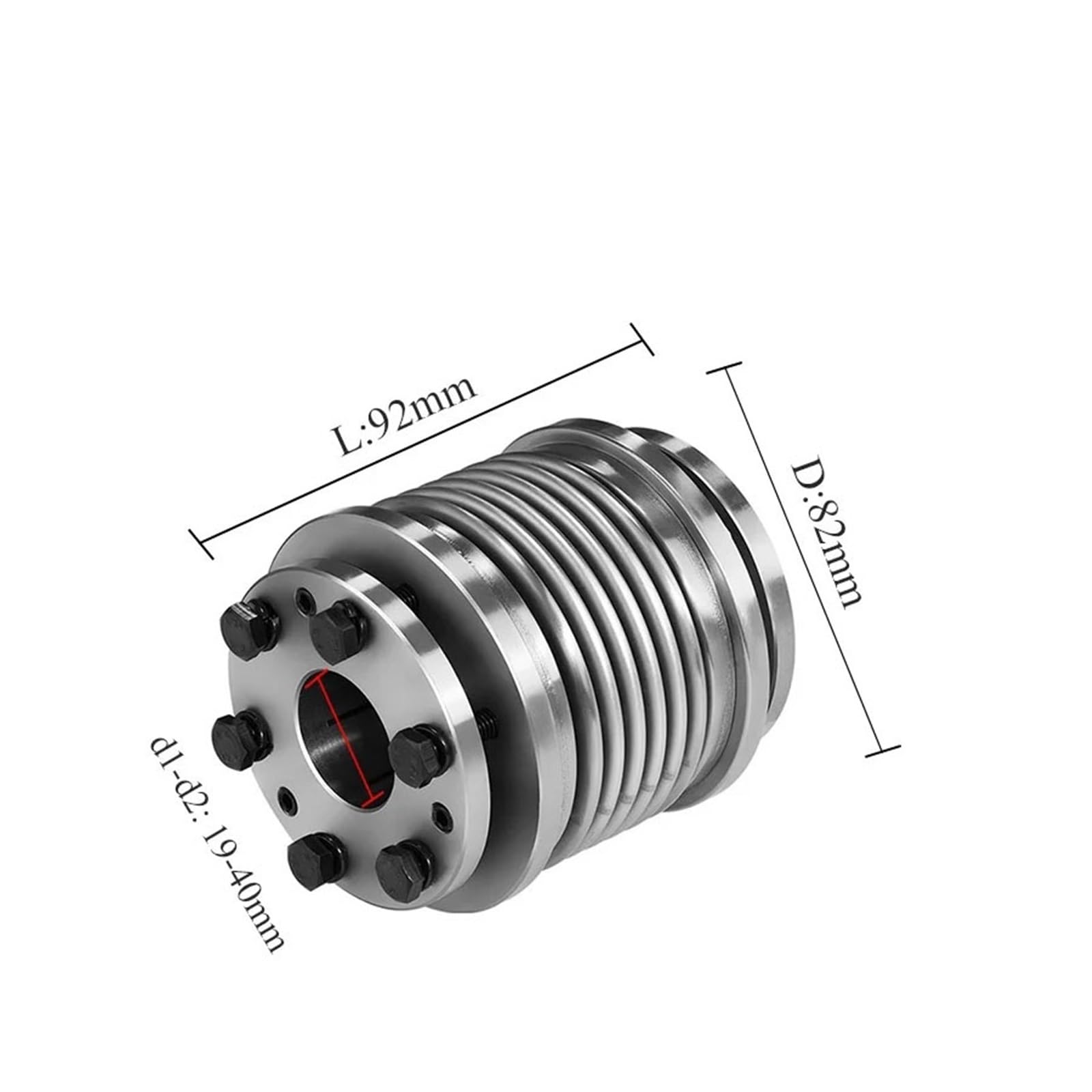 Giunto a manicotto di espansione a soffietto CRZ da 1 pezzo con elasticità e gioco zero in acciaio inossidabile CRZ-82X92 Parti CNC(CRZ-82X92-20x34)