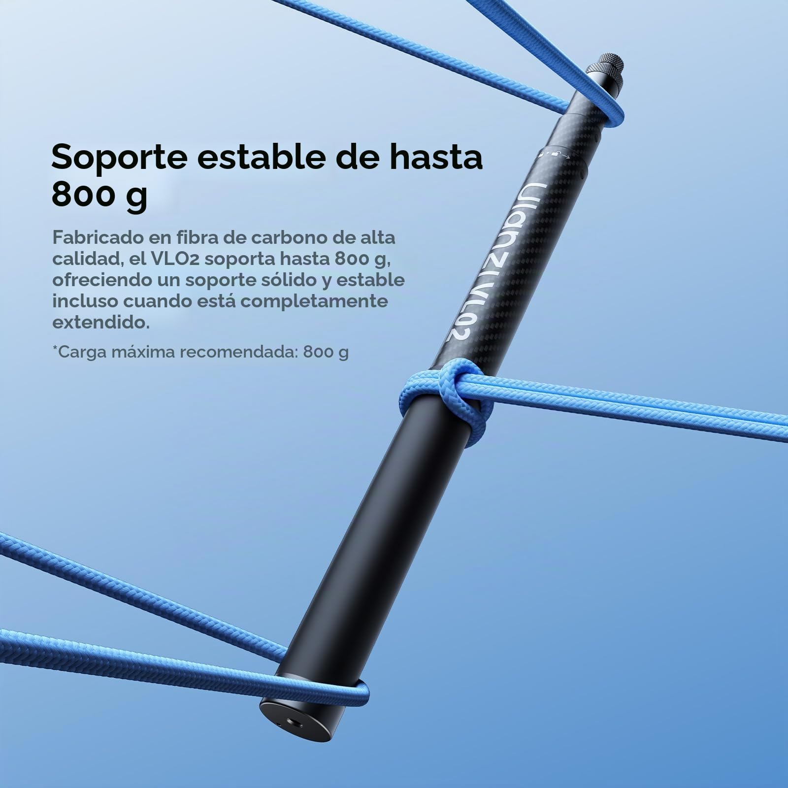 ULANZI VL02 - Palo Selfie de Fibra de Carbono para Insta360, 2.7 m para Cámara de Acción Go Pro/dji, Extensión de 1/4", Compatible con Diferentes Dispositivos, Longitud Ajustable, Grabación Submarina